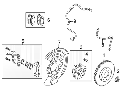 2021 Nissan Rogue Front Brakes Caliper Assy-Front LH, W/O Pad & Shim Diagram for 41011-6RR0A