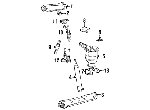 1992 Lincoln Town Car Rear Suspension Components, Lower Control Arm, Upper Control Arm, Ride Control, Stabilizer Bar Upper Control Arm Diagram for FOVY5500A