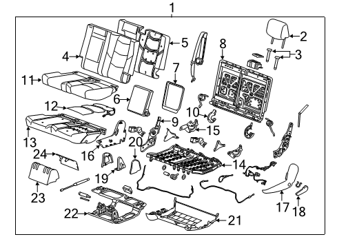 2017 GMC Yukon XL Second Row Seats Seat Cushion Pad Diagram for 23470751