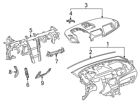 2015 Buick Encore Cluster & Switches, Instrument Panel Instrument Panel Diagram for 42357705