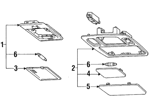 1990 Hyundai Excel Overhead Lamps Lens-Room Lamp Diagram for 92811-24000