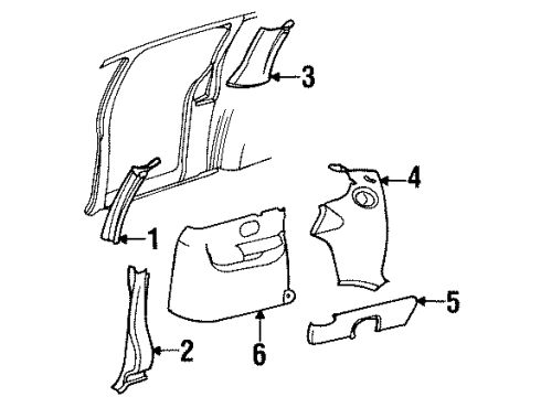 1998 Dodge Grand Caravan Interior Trim - Side Panel Molding D Pillar Diagram for GH60SJK