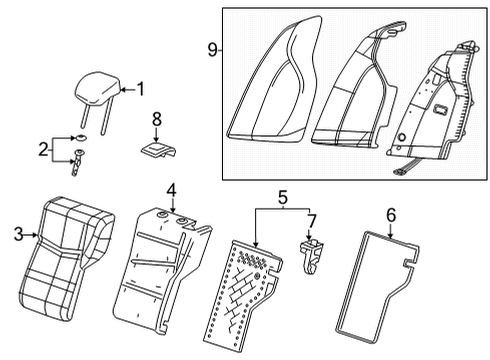 2021 Cadillac CT4 Rear Seat Components Bolster Diagram for 84671348