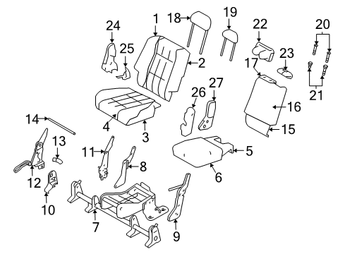 2009 Chrysler Aspen Rear Seat Components CUPHOLDER Diagram for ZS411D5AA