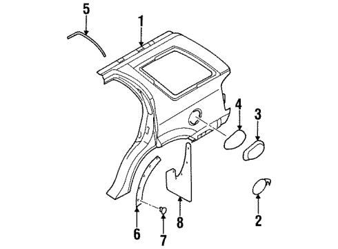 2000 Honda Passport Quarter Panel & Components Panel, L. Fuel Filler Recess Diagram for 8-97124-326-0