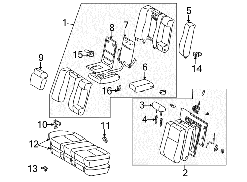 2000 Toyota Camry Rear Seat Components Seat Cushion Diagram for 71460-AA150-B0