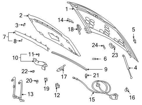 2005 Buick LeSabre Hood & Components Hood Diagram for 25752376