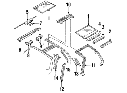 1986 Pontiac Firebird Glass & Hardware - Roof Ret Weatherstrip Side Roof Rail On Lift Off Glass *Black Diagram for 20623611