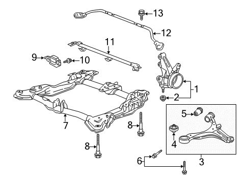 2004 Acura RSX Front Suspension Components, Lower Control Arm, Stabilizer Bar Bolt-Washer (8X20) Diagram for 93407-08020-07