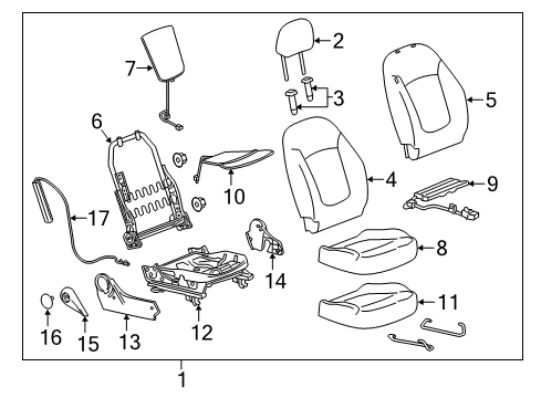2018 Chevrolet Spark Passenger Seat Components Cushion Frame Diagram for 42575879