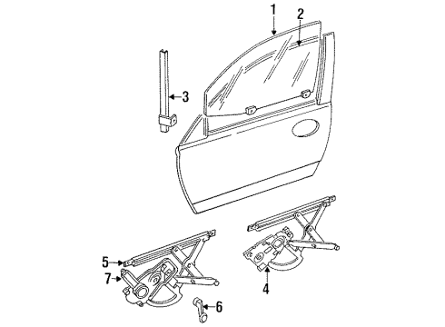 1997 Dodge Intrepid Front Door - Glass & Hardware Front Door Flush Glass Diagram for 4780421