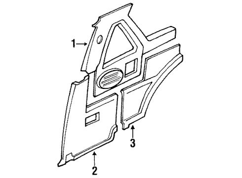 1990 Nissan Pathfinder Interior Trim - Quarter Panels FINISHER-Lock Pillar Up LH GRY Diagram for 76914-42G20