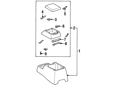 1997 Toyota T100 Rear Console Hinge Diagram for 58907-60020