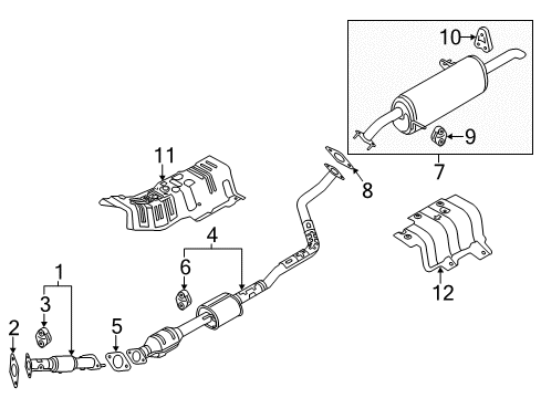 2013 Kia Rio Exhaust Components Rear Muffler Assembly Diagram for 287101W750