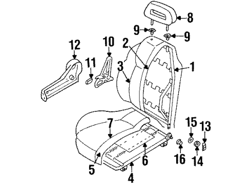 2001 Isuzu Rodeo Front Seat Components Adjuster Assy., L. Reclining Diagram for 8-97121-509-4