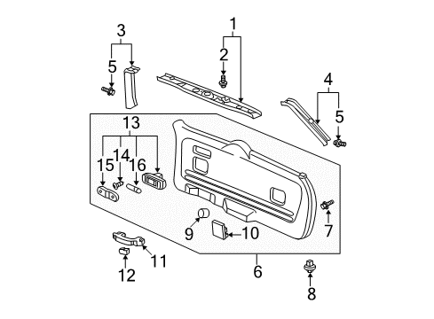 2003 Honda Pilot Interior Trim - Lift Gate Lining Assy., Tailgate *G59L* (MEDIUM FERN) Diagram for 84431-S9V-A02ZA