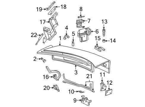 2002 Chevrolet Cavalier Trunk Lid Trunk Lamp Diagram for 22657922