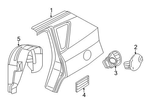 2012 Jeep Compass Quarter Panel & Components Panel-Body Side Aperture Rear Diagram for 68001972AF