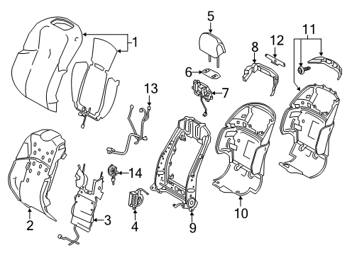 2018 Lexus LS500 Passenger Seat Components Front Seat Cover Sub-Assembly Diagram for 71073-50F80-A6