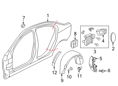 2014 Chevrolet SS Quarter Panel & Components Insulator Diagram for 92209726