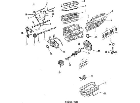 1988 Nissan D21 Engine Parts, Mounts, Cylinder Head & Valves, Camshaft & Timing, Oil Pan, Oil Pump, Crankshaft & Bearings, Pistons, Rings & Bearings Gasket-Cylinder Head Diagram for 11044-12G00