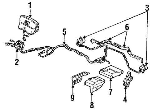 1993 Honda Civic Air Bag Components Cover, R. SRS Unit Diagram for 77963-SR0-A80