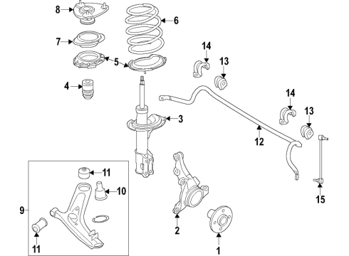 2021 Kia Soul Front Suspension Components, Lower Control Arm, Stabilizer Bar Front Spring Diagram for 54630K0000