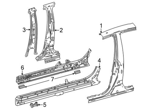 2021 Toyota Mirai Center Pillar & Rocker Inner Center Pillar Diagram for 61038-62020