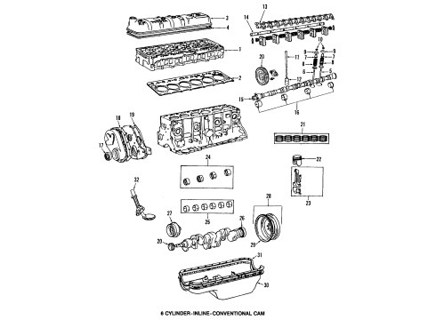 1987 Toyota Land Cruiser Engine & Trans Mounting Shaft Sub-Assembly, Valve Rocker Diagram for 13901-61020