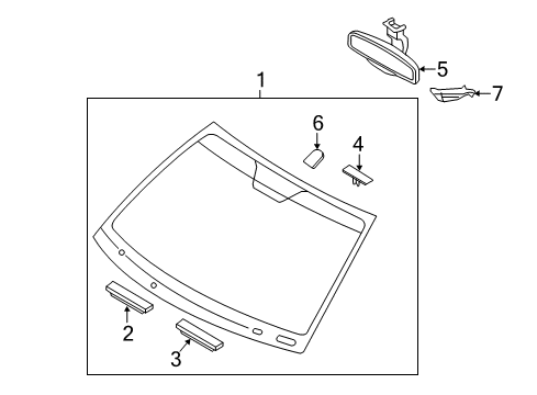 2011 Hyundai Sonata Windshield Glass Windshield Glass Assembly Diagram for 86110-3S090