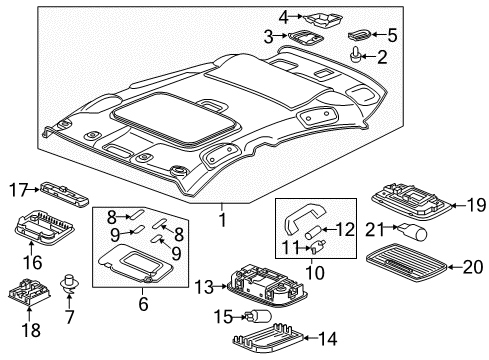 2020 Honda HR-V Sunroof Grab Rail Assy. *NH900L* (Coat Hanger) (DEEP BLACK) Diagram for 83240-T5A-A11ZA