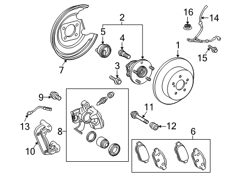 2012 Toyota Prius Rear Brakes Guide Pin Diagram for 47835-12150