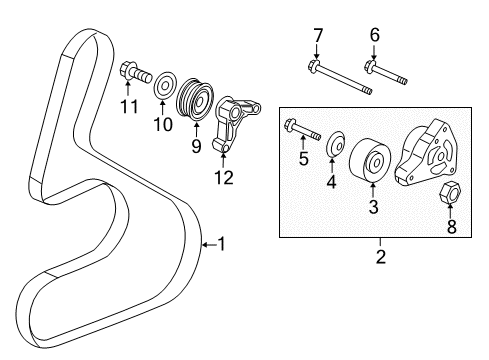2012 Honda CR-V Belts & Pulleys Cover, Bearing Diagram for 31185-RX0-A00