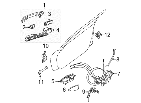 2008 Nissan Altima Front Door Front Door Outside Handle Assembly, Right Diagram for 80606-JA57A