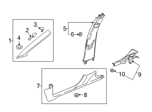 2016 Chevrolet Cruze Interior Trim - Pillars, Rocker & Floor Weatherstrip Pillar Trim Diagram for 42660118