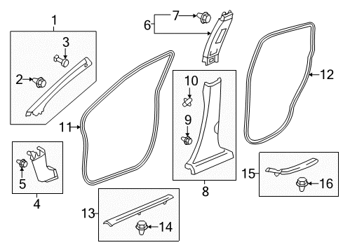 2022 Honda CR-V Interior Trim - Pillars Garnish Assy., R. FR. Pillar *YR449L* (CASHMERE IVORY) Diagram for 84101-TLA-A01ZA