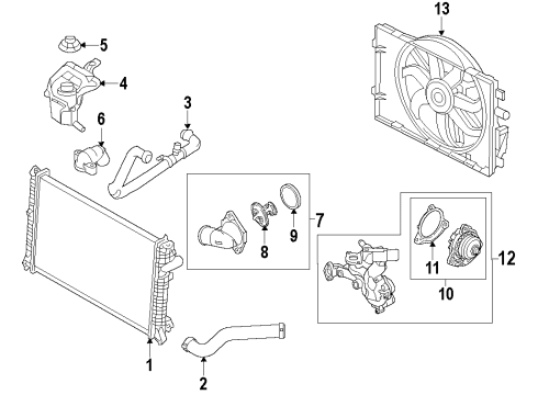 2011 Ford Fusion Cooling System, Radiator, Water Pump, Cooling Fan Fan Assembly Diagram for BE5Z-8C607-B