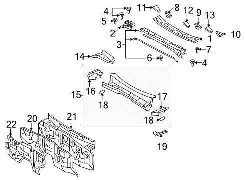 2010 Toyota FJ Cruiser Cowl Cowl Side Panel Brace Diagram for 55716-35030