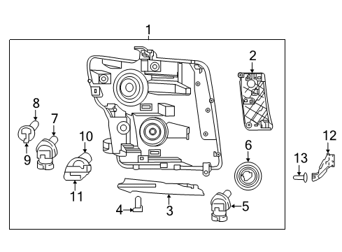 2018 Nissan Titan Bulbs Passenger Side Headlight Assembly Diagram for 26010-EZ21A