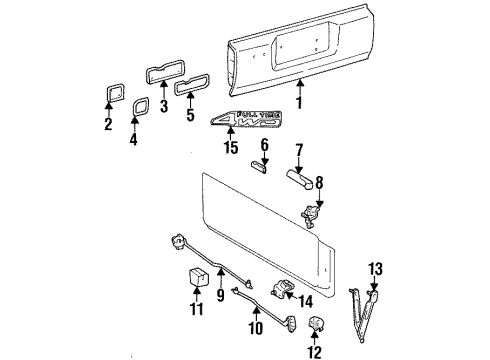 1996 Toyota Land Cruiser Tail Gate & Hardware, Exterior Trim Check Arm Diagram for 65707-60012