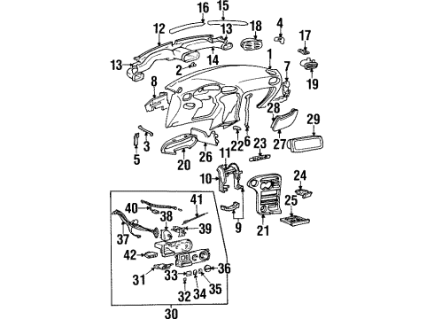1996 Hyundai Elantra Instrument Panel Pin-Guide Crash Pad Center Mounting Diagram for 84715-37000