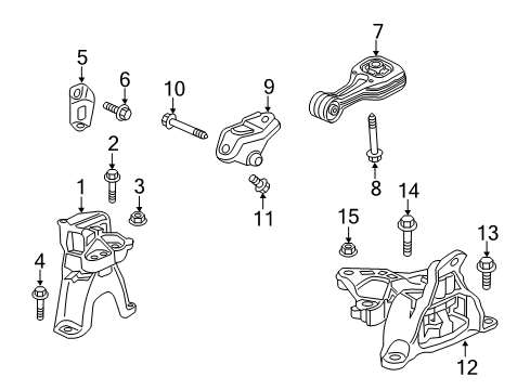 2017 Honda Civic Engine & Trans Mounting Torque Rod LWR Diagram for 50890-TBA-A82