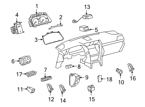 2008 Lexus LS600h Cluster & Switches, Instrument Panel Switch Assy, Outer Mirror Diagram for 84870-50490-A1