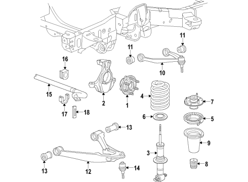 2015 Cadillac Escalade ESV Front Suspension Components, Lower Control Arm, Upper Control Arm, Ride Control, Stabilizer Bar Spring-Front Coil Diagram for 23312161