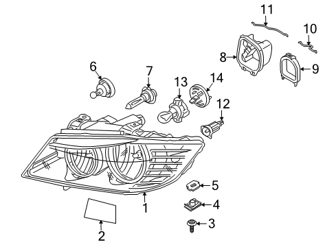 2010 BMW 328i Headlamps Support Diagram for 63127246480