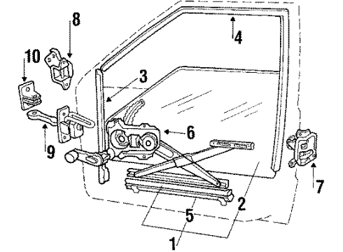 1989 Hyundai Excel Front Door - Glass & Hardware Glass & Grip Assembly-Front Door LH Diagram for 82410-21000
