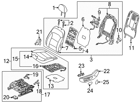 2020 Hyundai Ioniq Heated Seats Switch Assembly-Power FR Seat LH Diagram for 88540-F2110