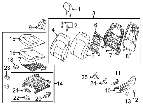 2020 Hyundai Elantra Driver Seat Components Pad Assembly-Front Seat Cushion, LH Diagram for 88150-F3000