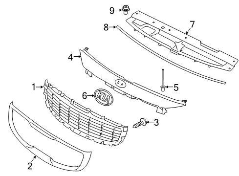 2016 Kia Sedona Grille & Components Radiator Grille Mesh Diagram for 86352A9500