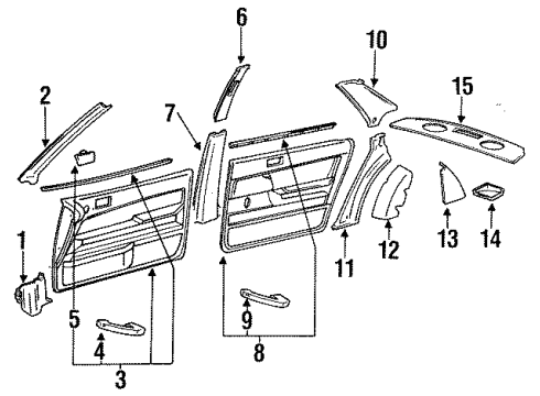 1990 Lexus ES250 Interior Trim Garnish, Center Pillar, Lower LH Diagram for 62042-32010-01